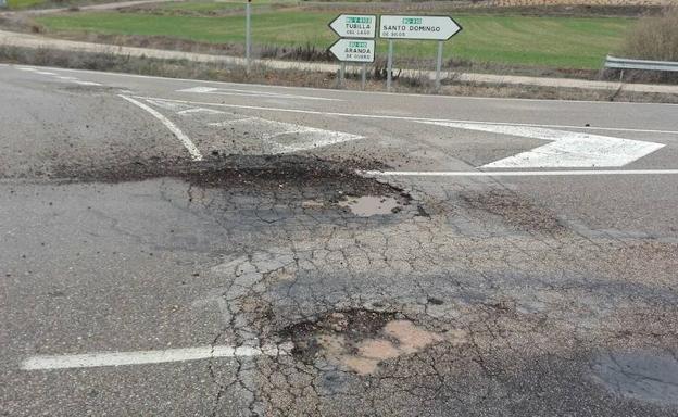 Estado que presenta la carretera entre Aranda y Hacinas/BurgosConecta